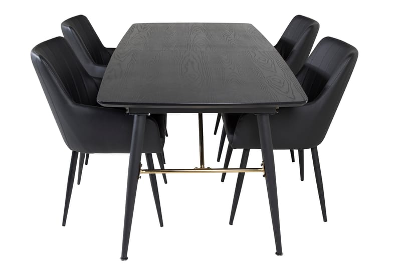 Ruokailuryhmä Gold Jatkettava 180-220 cm Suorakulmainen 4 Comfort Tuolia, Musta