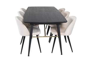 Ruokailuryhmä Gold Jatkettava 180-220 cm Suorakulmainen 6 Velvet Tuolia