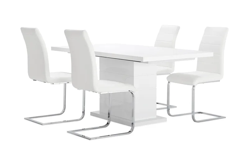 Ruokailuryhmä Griffith Jatkettava 180 cm 4 Emån tuolia, Valkoinen
