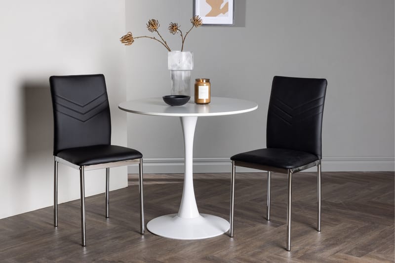 Ruokailuryhmä Hamden 80 cm Pyöreä 2 Lily Tuolia - Musta - Huonekalut - Pöytä & ruokailuryhmä - Ruokailuryhmä