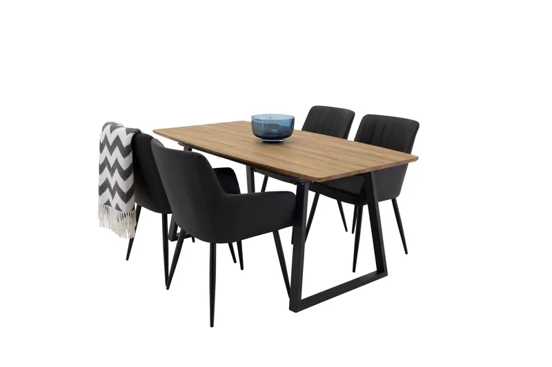 Ruokailuryhmä Inca 160 cm Suorakulmainen 4 Comfort Tuolia, Musta