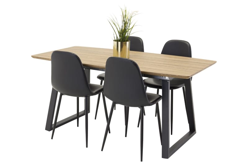 Ruokailuryhmä Inca 160 cm Suorakulmainen 4 Polar Tuolia, Musta
