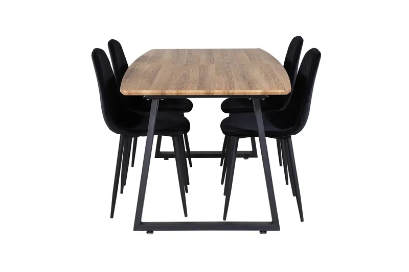 Ruokailuryhmä Inca 160 cm Suorakulmainen 4 Polar Tuolia - Musta - Huonekalut - Pöytä & ruokailuryhmä - Ruokailuryhmä