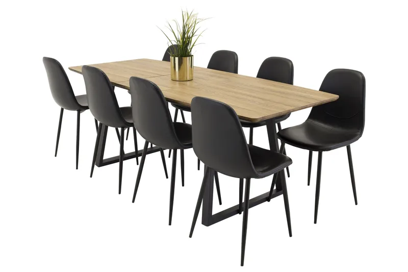 Ruokailuryhmä Inca 160 cm Suorakulmainen 8 Polar Tuolia, Musta