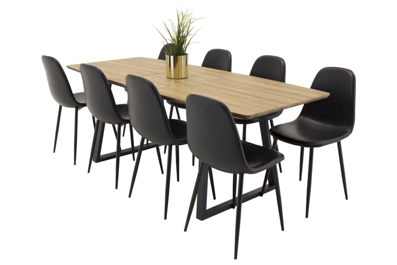 Ruokailuryhmä Inca 160 cm Suorakulmainen 8 Polar Tuolia, Musta