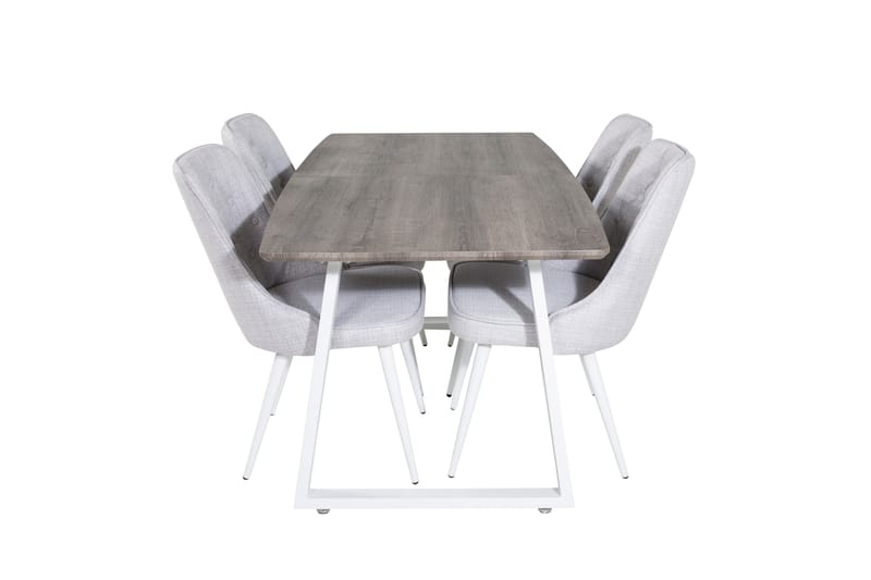 Ruokailuryhmä Inca Jatkettava 160 cm Suorakulmainen 4 Velvet Tuolia, Vaaleanharmaa