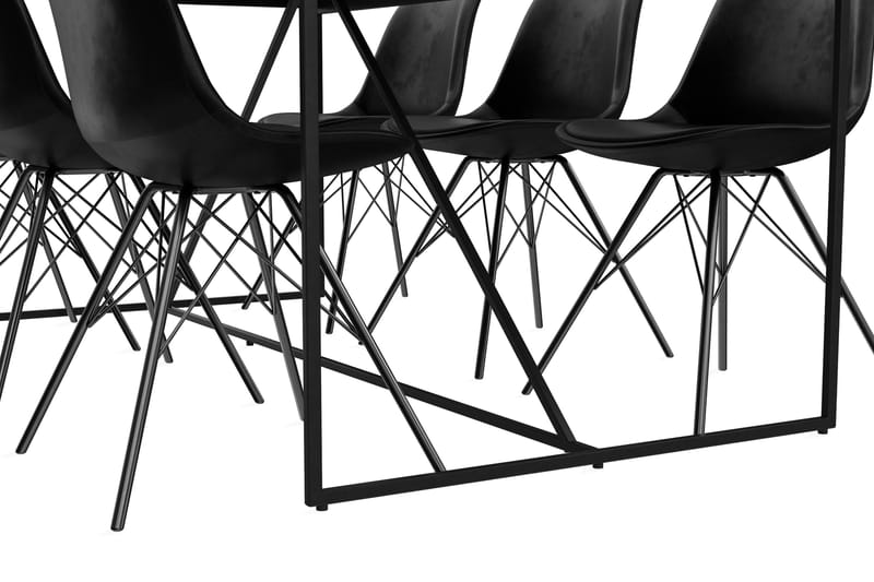 Indy Ruokapöytä 180 cm sis. 6 Shell Tuolia Sametti - Ruokailuryhmä