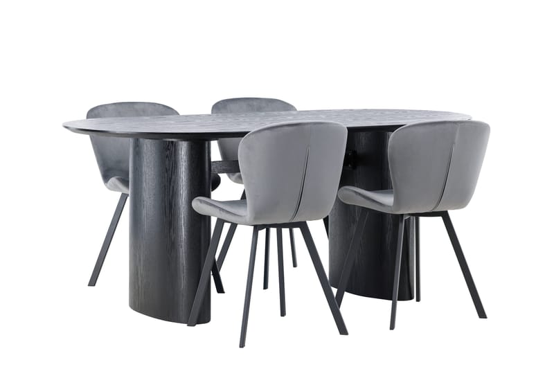 Ruokailuryhmä Isolde 180 cm Soikea 4 Lilja Tuolia - Musta - Huonekalut - Pöytä & ruokailuryhmä - Ruokailuryhmä