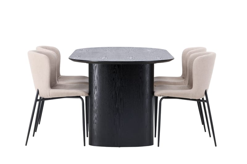 Ruokailuryhmä Isolde 180 cm Soikea 4 Modesto Tuolia - Beige - Huonekalut - Pöytä & ruokailuryhmä - Ruokailuryhmä