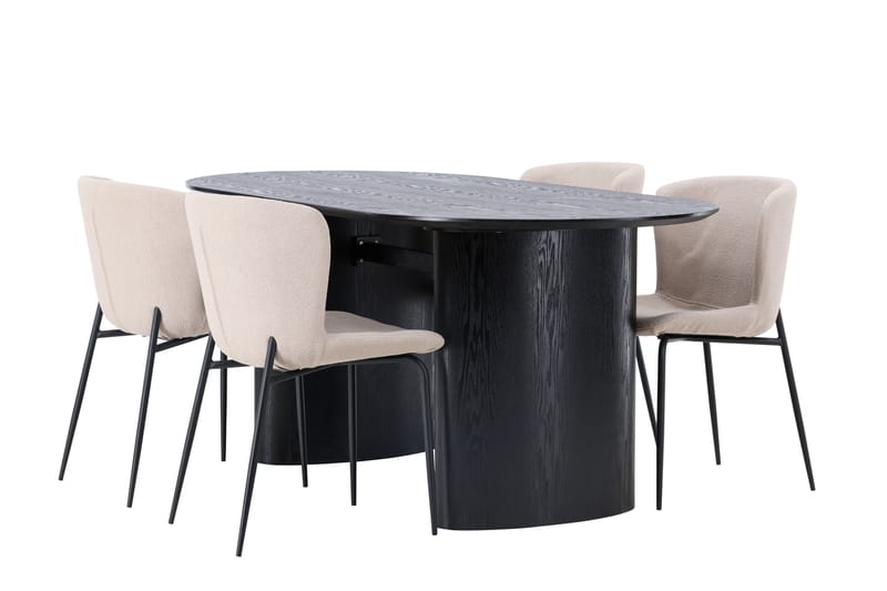 Ruokailuryhmä Isolde 180 cm Soikea 4 Modesto Tuolia - Beige - Huonekalut - Pöytä & ruokailuryhmä - Ruokailuryhmä
