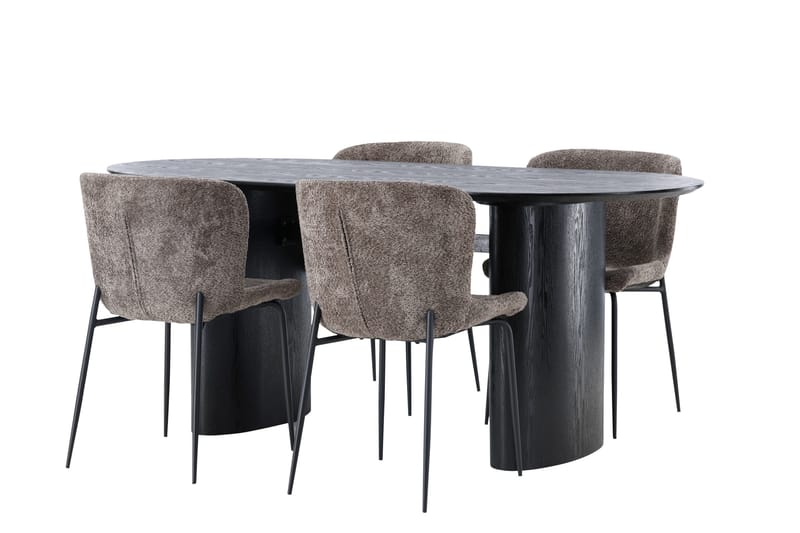 Ruokailuryhmä Isolde 180 cm Soikea 4 Modesto Tuolia - Musta - Huonekalut - Pöytä & ruokailuryhmä - Ruokailuryhmä