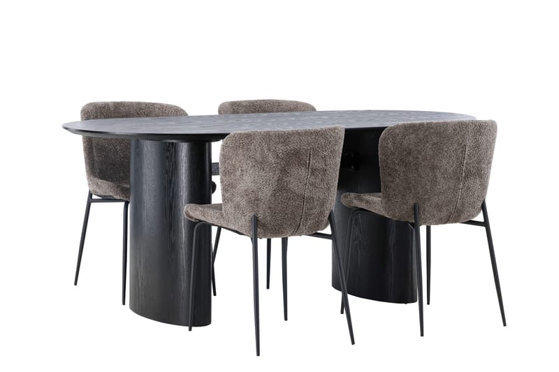 Ruokailuryhmä Isolde 180 cm Soikea 4 Modesto Tuolia - Musta - Huonekalut - Pöytä & ruokailuryhmä - Ruokailuryhmä