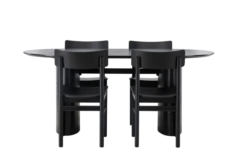 Ruokailuryhmä Isolde 180 cm Soikea 4 Montros Tuolia, Musta