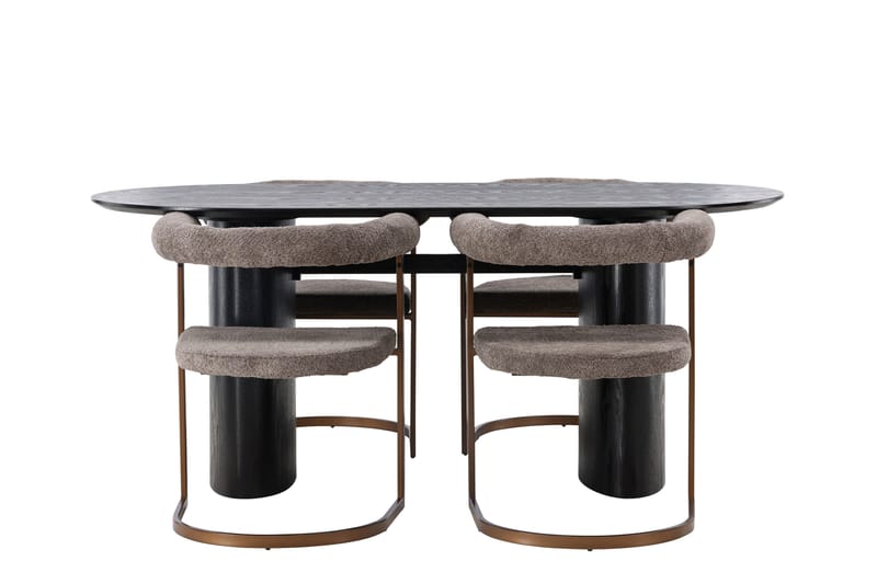 Ruokailuryhmä Isolde 180 cm Soikea 4 Morning Tuolia - Ruskea - Huonekalut - Pöytä & ruokailuryhmä - Ruokailuryhmä