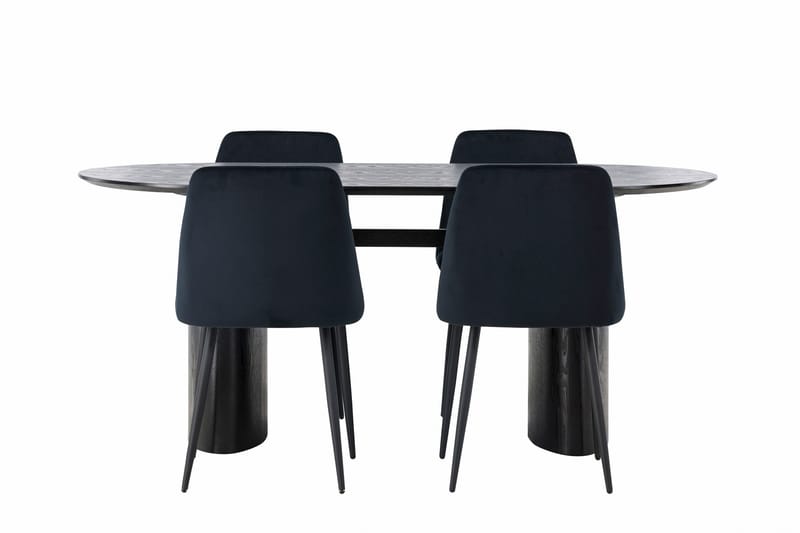 Ruokailuryhmä Isolde 180 cm Soikea 4 Night Tuolia, Musta
