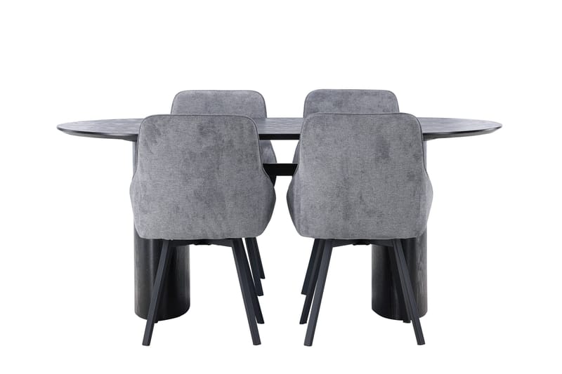 Ruokailuryhmä Isolde 180 cm Soikea 4 Rosie Tuolia, Musta