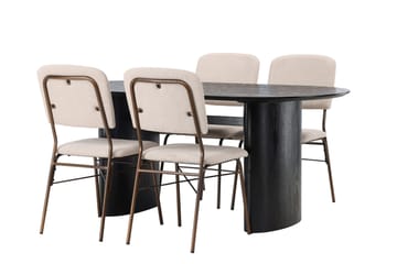 Ruokailuryhmä Isolde 180 cm Soikea 4 Seda Tuolia - Beige - Huonekalut - Pöytä & ruokailuryhmä - Ruokailuryhmä