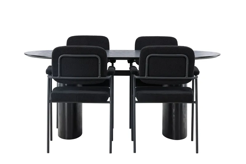 Ruokailuryhmä Isolde 180 cm Soikea 4 Yesterday Tuolia, Musta