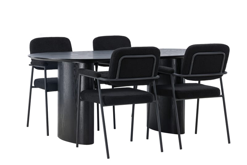 Ruokailuryhmä Isolde 180 cm Soikea 4 Yesterday Tuolia - Musta - Huonekalut - Pöytä & ruokailuryhmä - Ruokailuryhmä