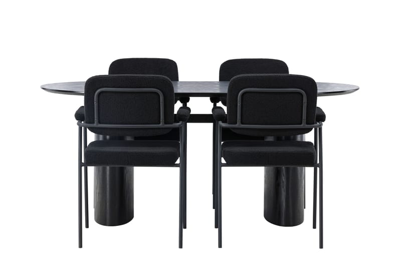 Ruokailuryhmä Isolde 180 cm Soikea 4 Yesterday Tuolia - Musta - Huonekalut - Pöytä & ruokailuryhmä - Ruokailuryhmä