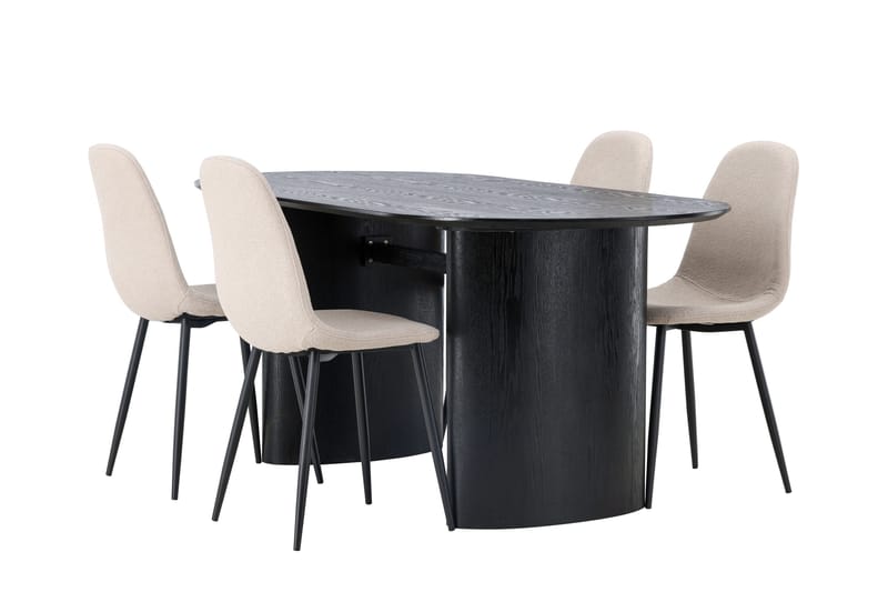 Ruokailuryhmä Isolde 180 cm Soikea 4 Polar Tuolia - Beige - Huonekalut - Pöytä & ruokailuryhmä - Ruokailuryhmä