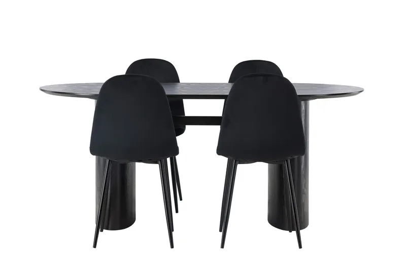 Ruokailuryhmä Isolde 180 cm Soikea 4 Polar Tuolia, Musta