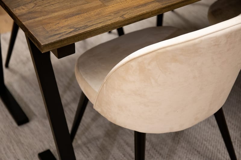 Ruokailuryhmä Jakarta 200 cm Suorakulmainen 6 Velvet Tuolia - Beige - Huonekalut - Pöytä & ruokailuryhmä - Ruokailuryhmä