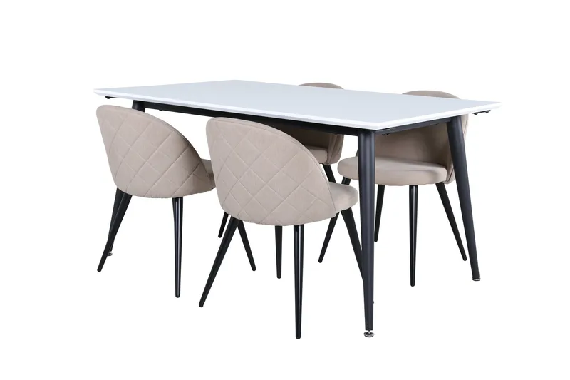 Ruokailuryhmä Jimmy 150 cm Suorakulmainen 4 Velvet Tuolia, Beige