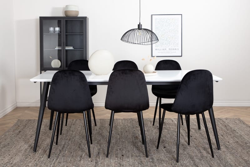 Ruokailuryhmä Jimmy 195 cm Suorakulmainen 6 Polar Tuolia, Musta