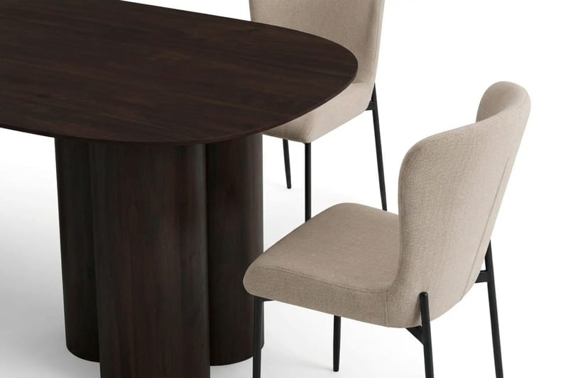 Juno-ruokailuryhmä, suorakulmainen 220 cm, savustettu tammi, 6 Elsie-ruokatuolia - Savustettu tammi/Beige - Huonekalut - Pöytä & ruokailuryhmä - Ruokailuryhmä