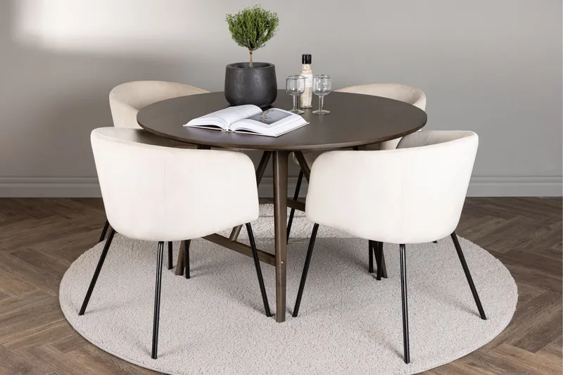 Ruokailuryhmä Kaseidon 100 cm Pyöreä 4 Berit Tuolia - Beige - Huonekalut - Pöytä & ruokailuryhmä - Ruokailuryhmä