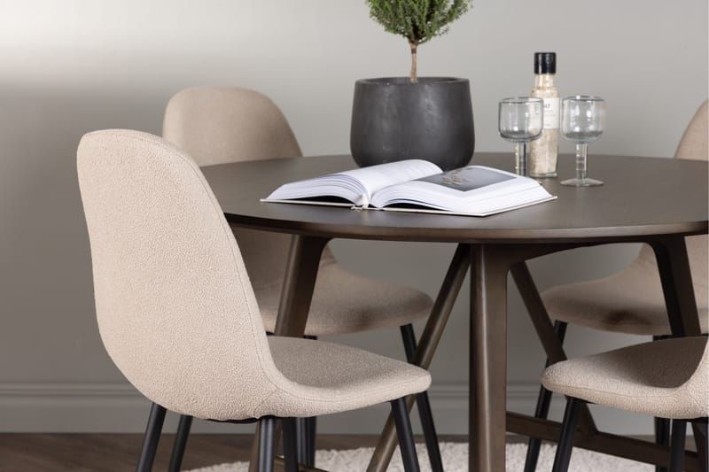 Ruokailuryhmä Kaseidon 100 cm Pyöreä 4 Polar Tuolia - Beige - Huonekalut - Pöytä & ruokailuryhmä - Ruokailuryhmä