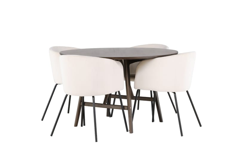 Ruokailuryhmä Kaseidon 100 cm Pyöreä 4 Berit Tuolia - Beige - Huonekalut - Pöytä & ruokailuryhmä - Ruokailuryhmä