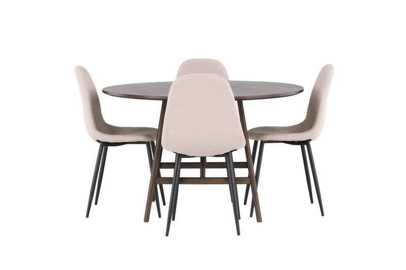 Ruokailuryhmä Kaseidon 100 cm Pyöreä 4 Polar Tuolia, Beige