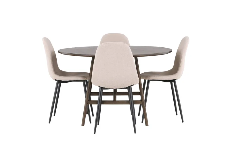 Ruokailuryhmä Kaseidon 100 cm Pyöreä 4 Polar Tuolia, Beige