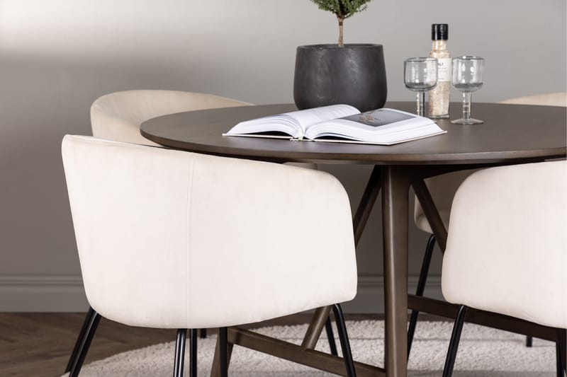 Ruokailuryhmä Kaseidon 100 cm Pyöreä 4 Berit Tuolia - Beige - Huonekalut - Pöytä & ruokailuryhmä - Ruokailuryhmä