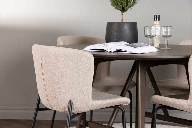 Ruokailuryhmä Kaseidon 100 cm Pyöreä 4 Modesto Tuolia - Beige - Huonekalut - Pöytä & ruokailuryhmä - Ruokailuryhmä