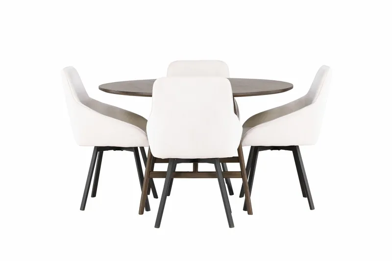 Ruokailuryhmä Kaseidon 100 cm Pyöreä 4 Rosie Tuolia, Beige