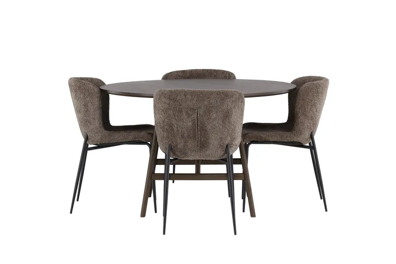 Ruokailuryhmä Kaseidon 100 cm Pyöreä 4 Modesto Tuolia, Musta