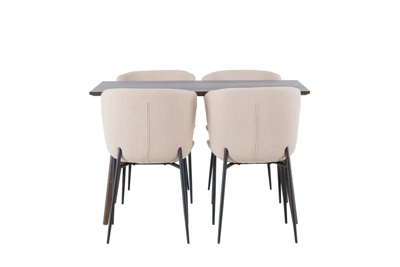 Ruokailuryhmä Kaseidon 120 cm Suorakulmainen 4 Modesto Tuolia - Beige - Huonekalut - Pöytä & ruokailuryhmä - Ruokailuryhmä