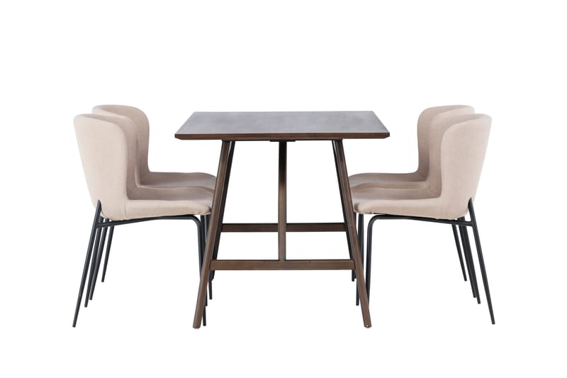 Ruokailuryhmä Kaseidon 120 cm Suorakulmainen 4 Modesto Tuolia - Beige - Huonekalut - Pöytä & ruokailuryhmä - Ruokailuryhmä