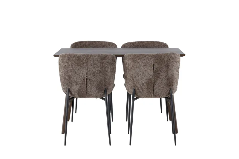 Ruokailuryhmä Kaseidon 120 cm Suorakulmainen 4 Modesto Tuolia, Tummanruskea