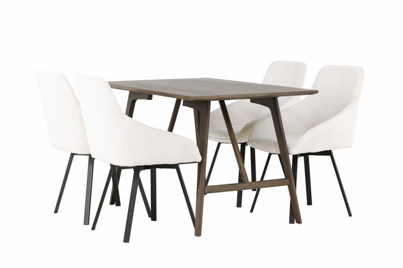 Ruokailuryhmä Kaseidon 120 cm Suorakulmainen 4 Rosie Tuolia - Beige - Huonekalut - Pöytä & ruokailuryhmä - Ruokailuryhmä