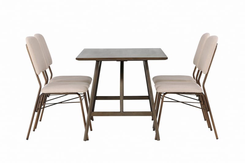 Ruokailuryhmä Kaseidon 120 cm Suorakulmainen 4 Seda Tuolia - Beige - Huonekalut - Pöytä & ruokailuryhmä - Ruokailuryhmä