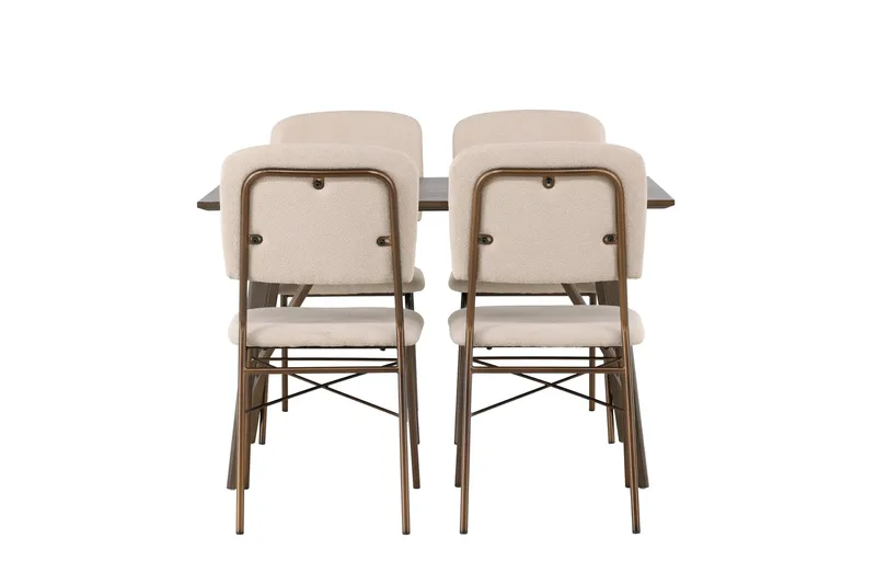 Ruokailuryhmä Kaseidon 120 cm Suorakulmainen 4 Seda Tuolia, Beige