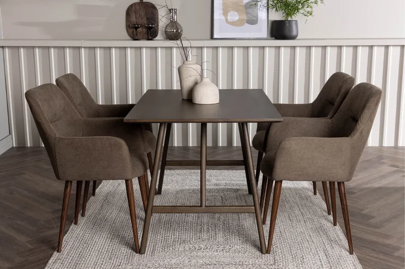 Ruokailuryhmä Kaseidon 120 cm Suorakulmainen 4 Tomorrow Tuolia - Ruskea - Huonekalut - Pöytä & ruokailuryhmä - Ruokailuryhmä