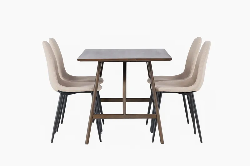 Ruokailuryhmä Kaseidon 120 cm Suorakulmainen 4 Polar Tuolia - Beige - Huonekalut - Pöytä & ruokailuryhmä - Ruokailuryhmä
