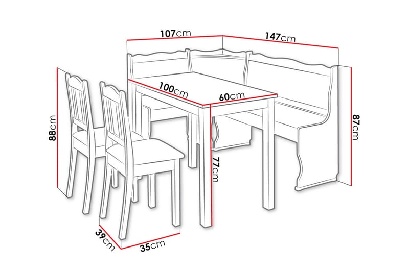 Keittiökalustesetti Crockey - Leppä - Huonekalut - Pöytä & ruokailuryhmä - Ruokailuryhmä