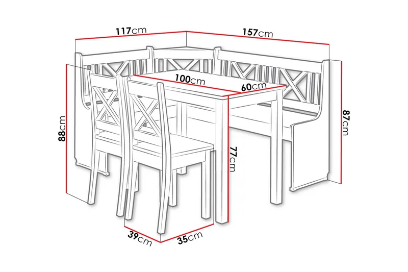 Keittiökalustesetti Crockey - Leppä - Huonekalut - Pöytä & ruokailuryhmä - Ruokailuryhmä