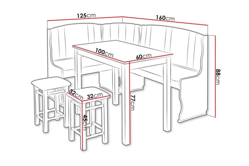 Keittiökalustesetti Crockey - Leppä - Huonekalut - Pöytä & ruokailuryhmä - Ruokailuryhmä